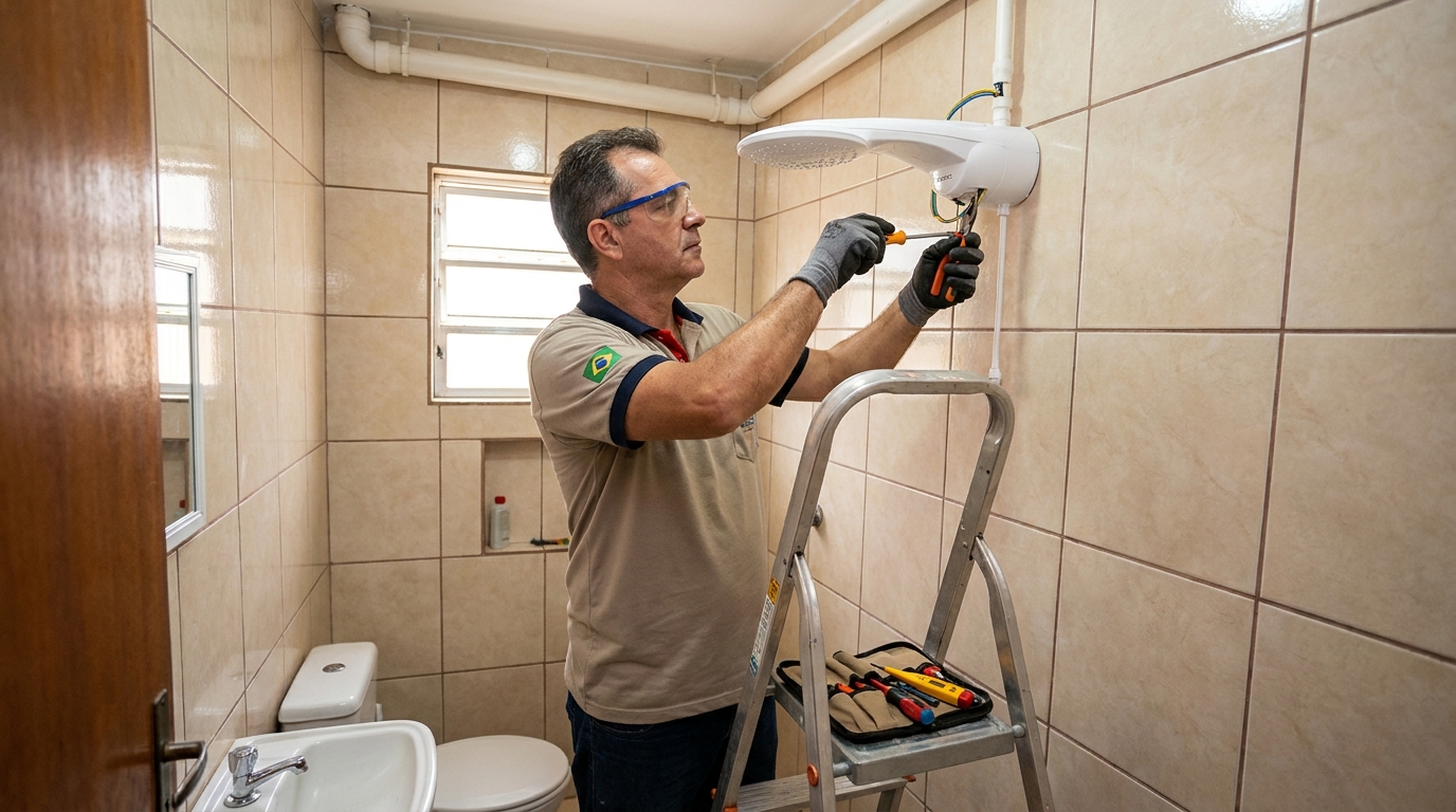 Substituição de Chuveiro Antigo em Piracicaba‑SP